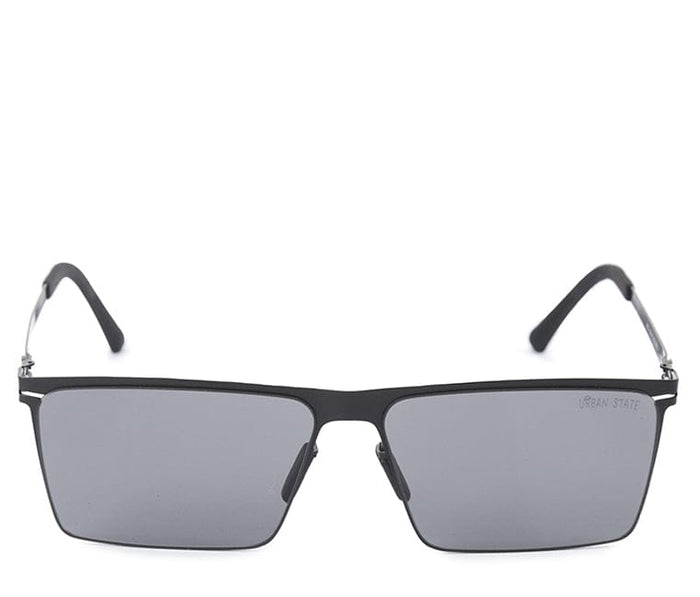Polarized Stainless Frame SteelView Rectangular Sunglasses - Black Black