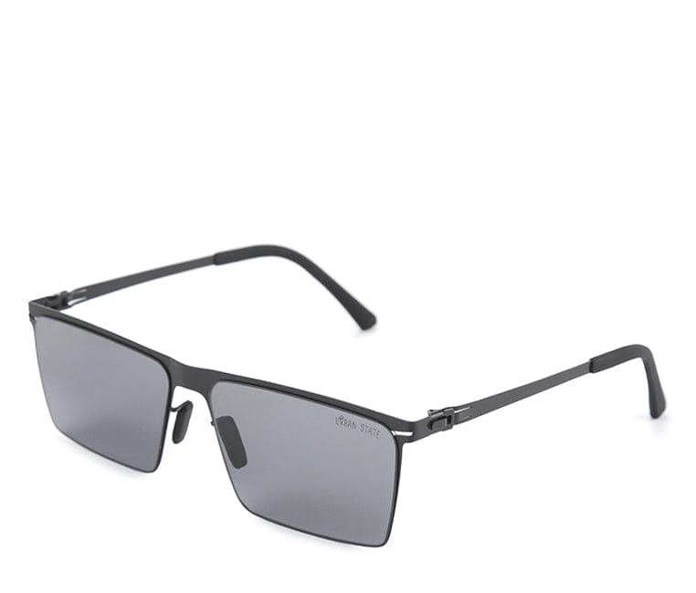 Polarized Stainless Frame SteelView Rectangular Sunglasses - Black Black