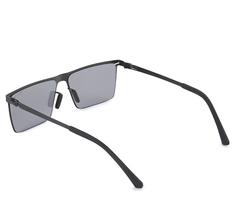 Polarized Stainless Frame SteelView Rectangular Sunglasses - Black Black