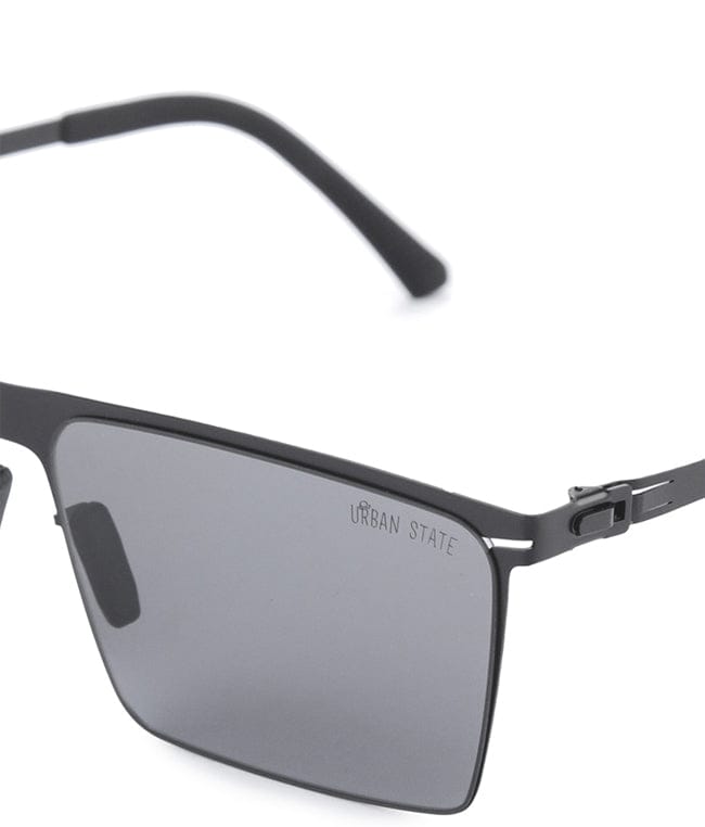 Polarized Stainless Frame SteelView Rectangular Sunglasses - Black Black