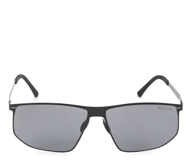 Polarized Stainless Frame IronShade Rectangular Sunglasses - Black Black