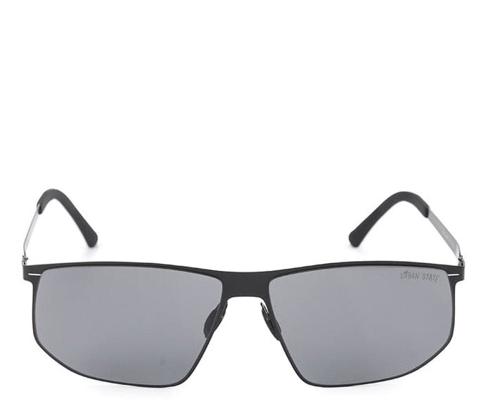 Polarized Stainless Frame IronShade Rectangular Sunglasses - Black Black