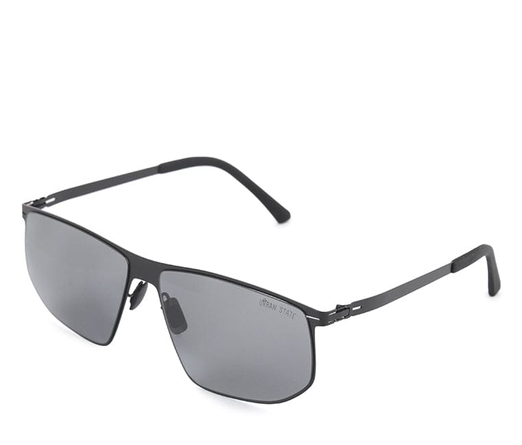 Polarized Stainless Frame IronShade Rectangular Sunglasses - Black Black
