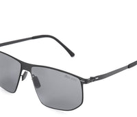 Polarized Stainless Frame IronShade Rectangular Sunglasses - Black Black