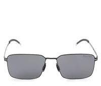 Polarized Stainless Frame EasyFit Rectangular Sunglasses - Black Black