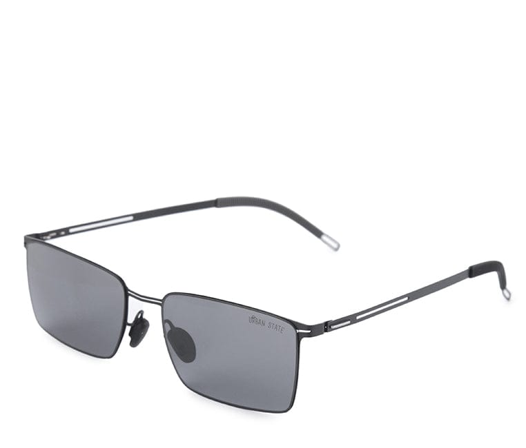Polarized Stainless Frame DayShift Rectangular Sunglasses - Black Black