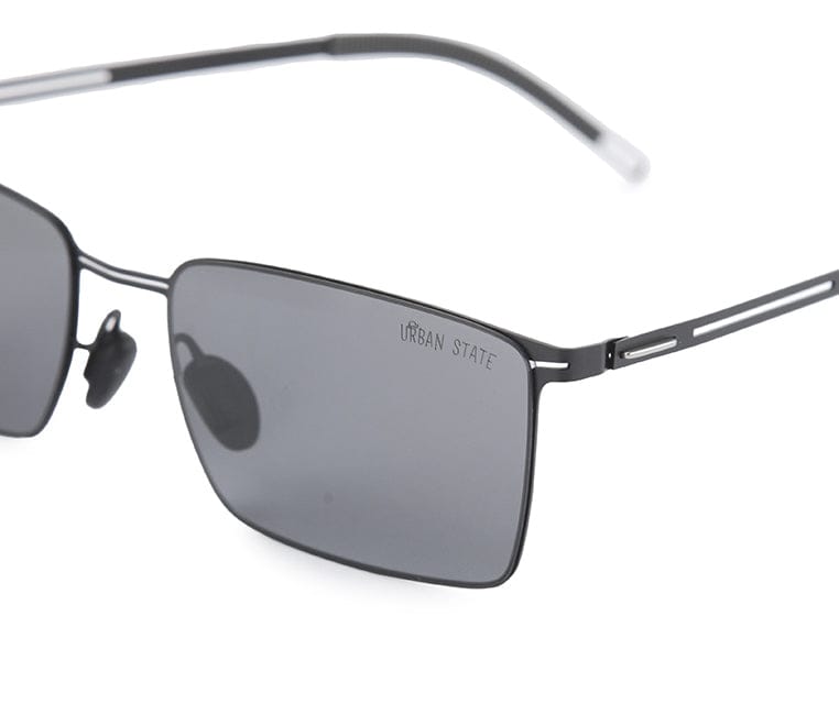 Polarized Stainless Frame DayShift Rectangular Sunglasses - Black Black