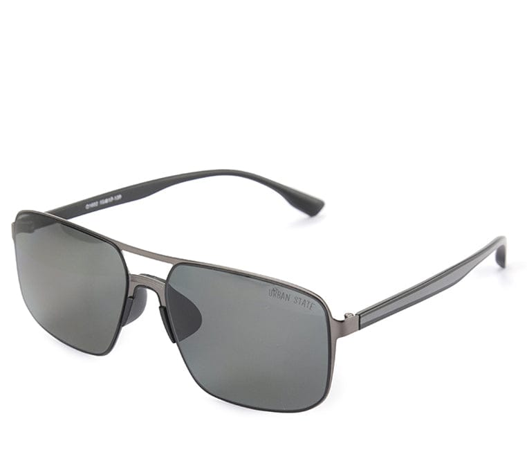 Polarized Stainless Frame ToughFrame Rectangular Sunglasses - Black Silver