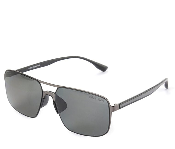 Polarized Stainless Frame ToughFrame Rectangular Sunglasses - Black Silver