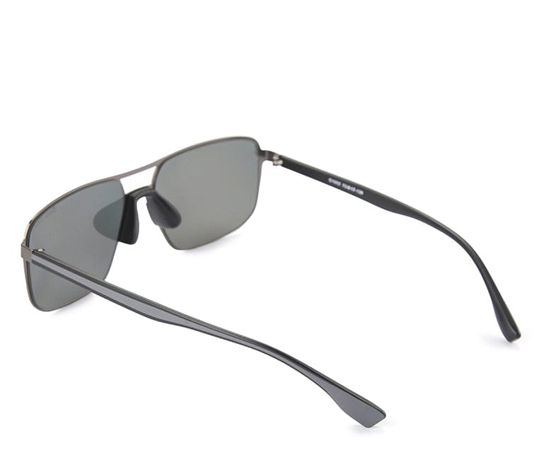 Polarized Stainless Frame ToughFrame Rectangular Sunglasses - Black Silver