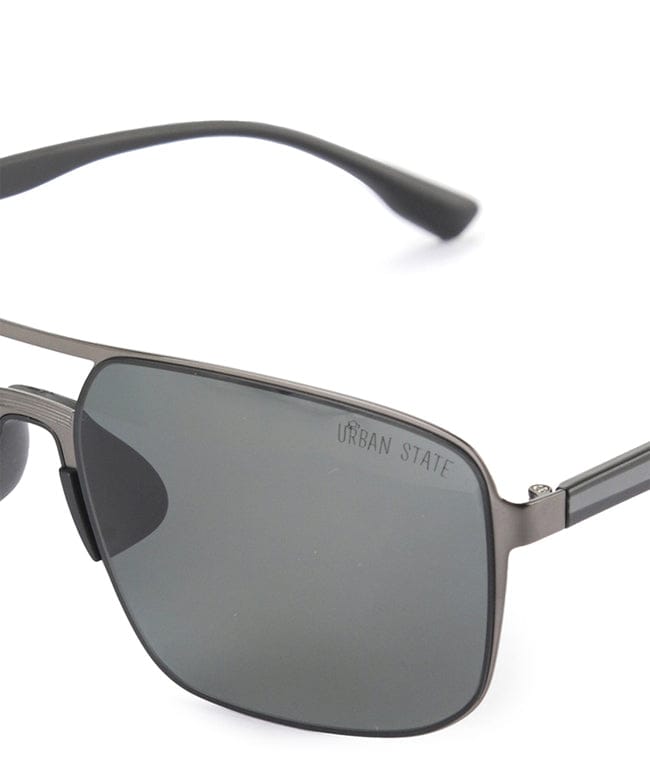 Polarized Stainless Frame ToughFrame Rectangular Sunglasses - Black Silver