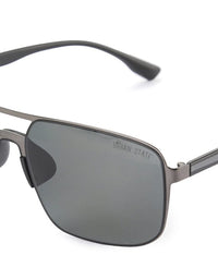 Polarized Stainless Frame ToughFrame Rectangular Sunglasses - Black Silver