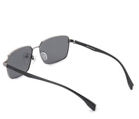 Polarized Stainless Frame SolidView Rectangular Sunglasses - Black Silver