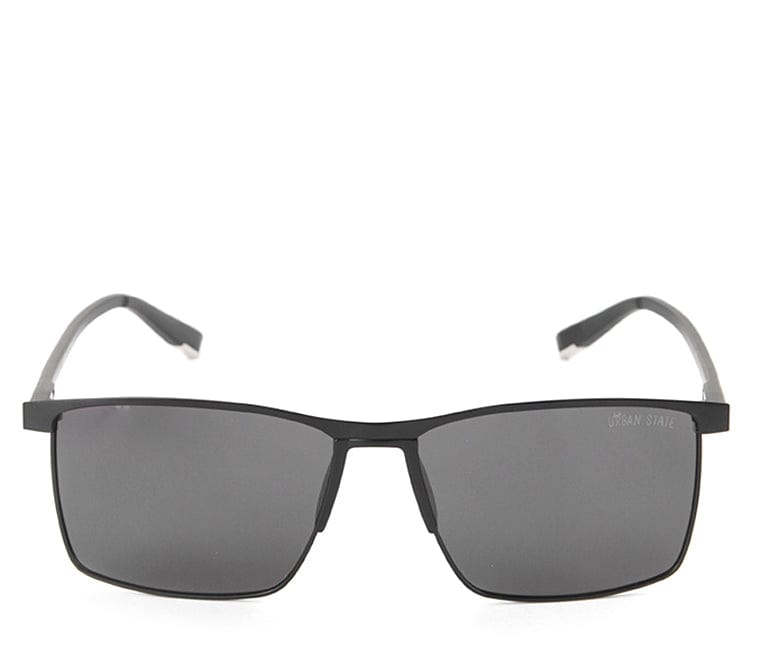 Polarized Stainless Frame GearUp Rectangular Sunglasses - Black Matte
