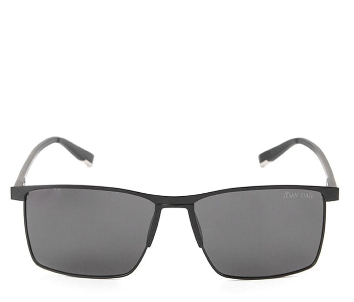 Polarized Stainless Frame GearUp Rectangular Sunglasses - Black Matte