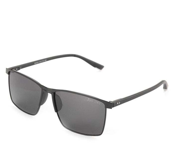 Polarized Stainless Frame GearUp Rectangular Sunglasses - Black Matte