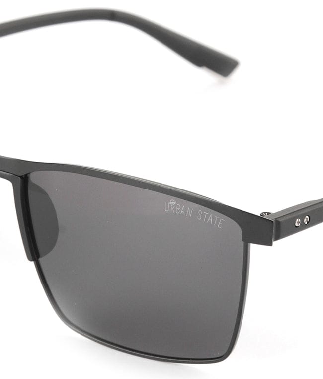 Polarized Stainless Frame GearUp Rectangular Sunglasses - Black Matte