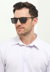 Polarized Stainless Frame GearUp Rectangular Sunglasses - Black Matte