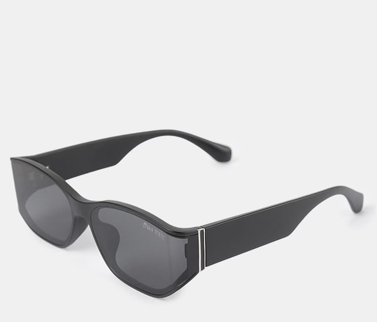 Polarized Glide Rectangular Frame Sunglasses - Black Black