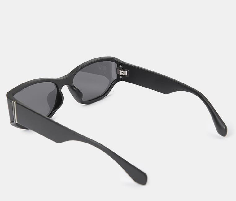 Polarized Glide Rectangular Frame Sunglasses - Black Black