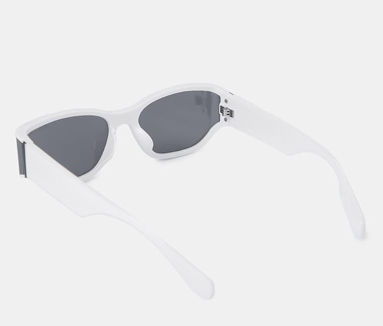 Polarized Glide Rectangular Frame Sunglasses - Black White