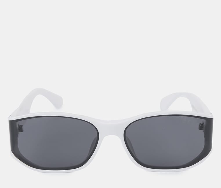 Polarized Glide Rectangular Frame Sunglasses - Black White