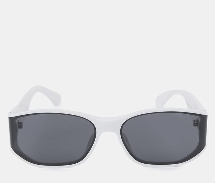 Polarized Glide Rectangular Frame Sunglasses - Black White