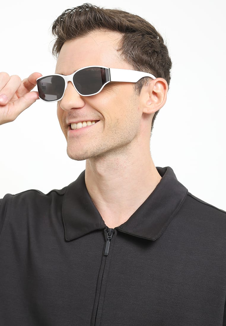 Polarized Glide Rectangular Frame Sunglasses - Black White