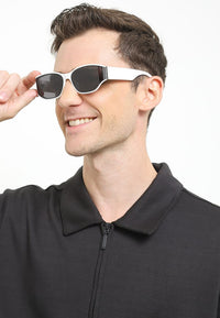 Polarized Glide Rectangular Frame Sunglasses - Black White
