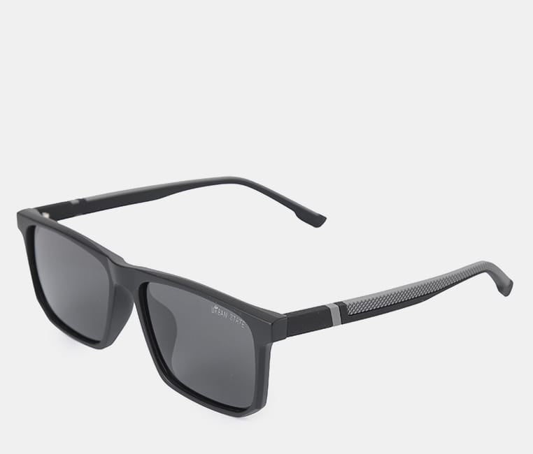 Polarized Milan Slim Rectangular Sunglasses - Black Black