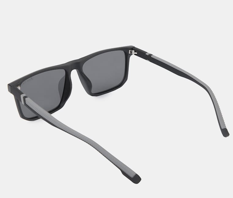 Polarized Milan Slim Rectangular Sunglasses - Black Black