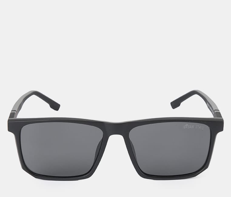 Polarized Milan Slim Rectangular Sunglasses - Black Black