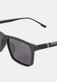 Polarized Milan Slim Rectangular Sunglasses - Black Black