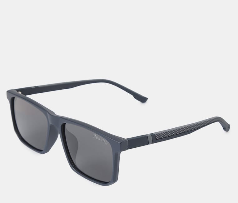 Polarized Milan Slim Rectangular Sunglasses - Black Navy