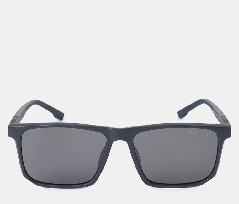 Polarized Milan Slim Rectangular Sunglasses - Black Navy