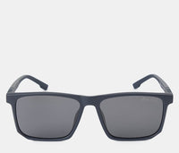 Polarized Milan Slim Rectangular Sunglasses - Black Navy