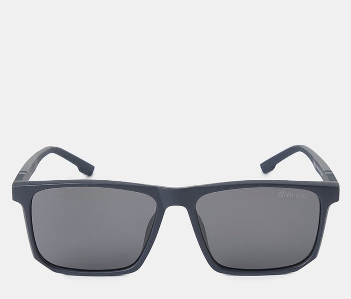 Polarized Milan Slim Rectangular Sunglasses - Black Navy