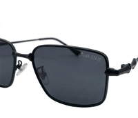 Polarized Clarke Rectangular Frame Sunglasses - Black Black