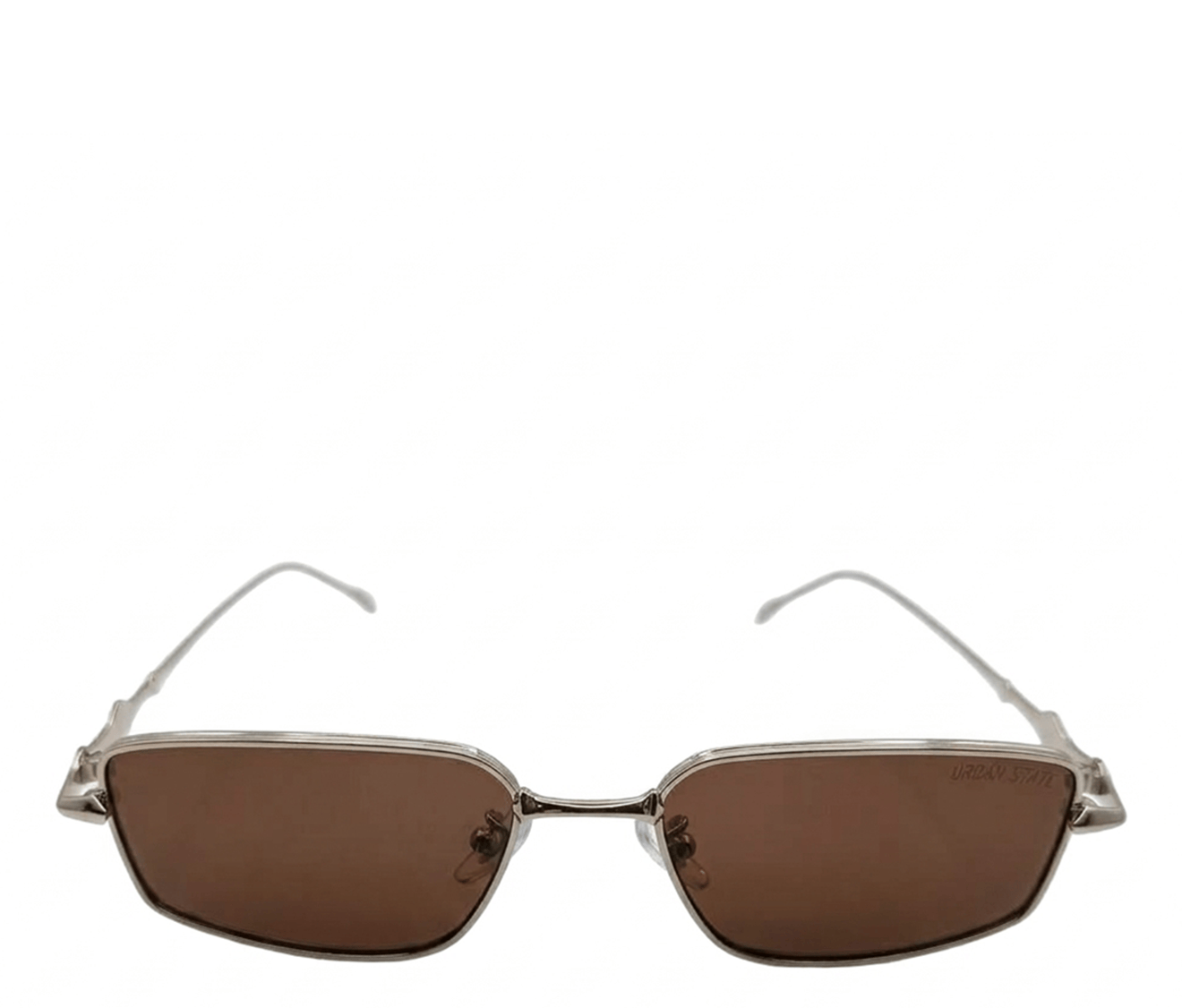 Polarized Clarke Rectangular Frame Sunglasses - Brown Silver