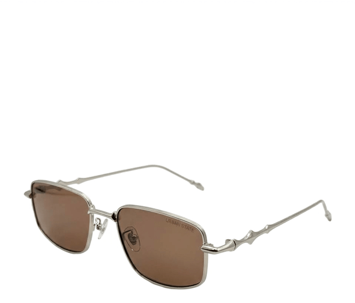 Polarized Clarke Rectangular Frame Sunglasses - Brown Silver