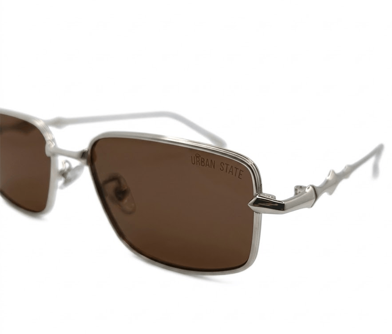 Polarized Clarke Rectangular Frame Sunglasses - Brown Silver