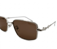 Polarized Clarke Rectangular Frame Sunglasses - Brown Silver