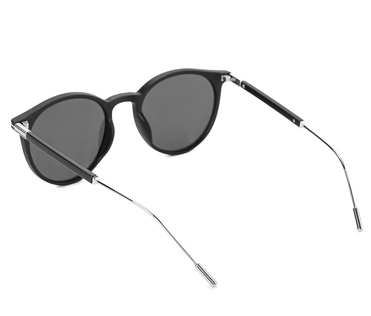 Polarized Stainless Frame Apollo Round Sunglasses - Black Silver