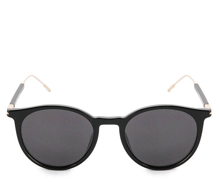 Polarized Stainless Frame Apollo Round Sunglasses - Black Gold