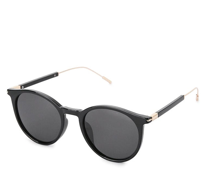 Polarized Stainless Frame Apollo Round Sunglasses - Black Gold