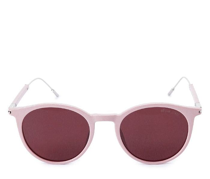 Polarized Stainless Frame Apollo Round Sunglasses - Brown Pink