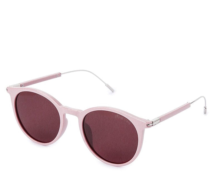 Polarized Stainless Frame Apollo Round Sunglasses - Brown Pink