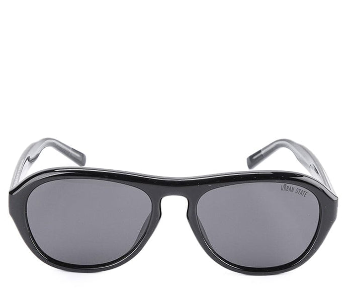 Polarized Plastic Frame Wrap Oval Sunglasses - Black Black