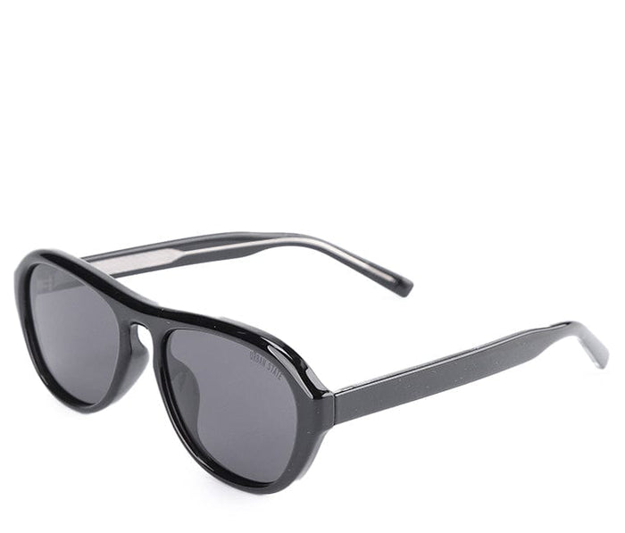 Polarized Plastic Frame Wrap Oval Sunglasses - Black Black