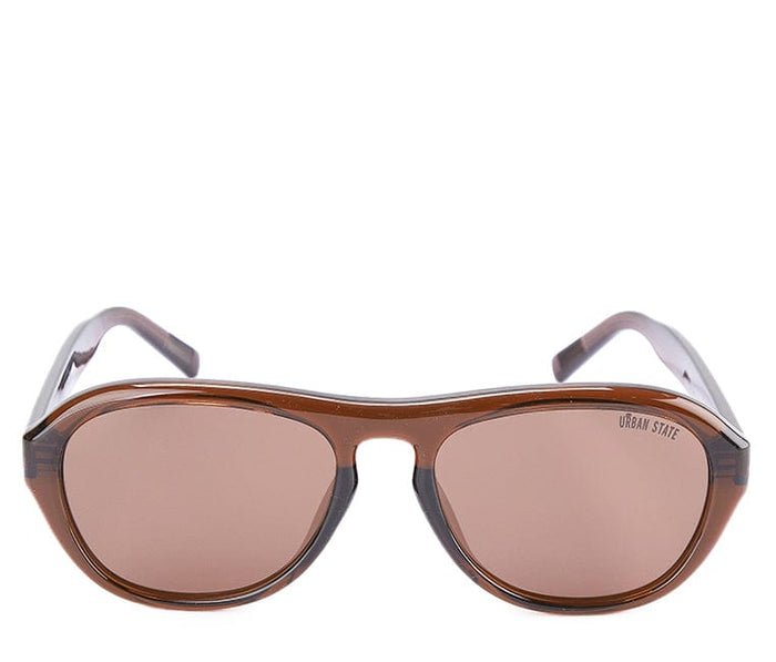 Polarized Plastic Frame Wrap Oval Sunglasses - Brown Brown